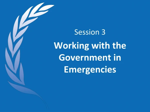 Session 3 Working with the Government in Emergencies