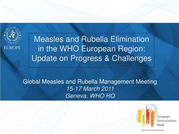 Measles and Rubella Elimination in the WHO European Region:  Update on Progress &amp; Challenges