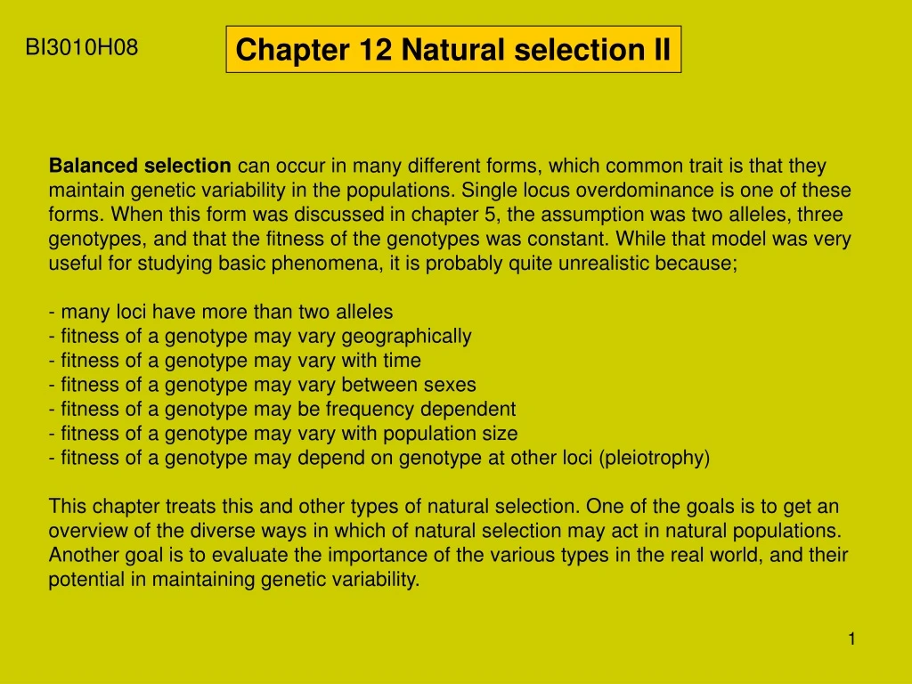 chapter 12 natural selection ii