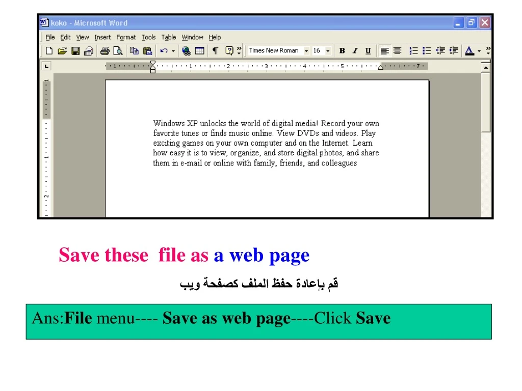 save these file as a web page
