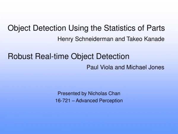 Object Detection Using the Statistics of Parts