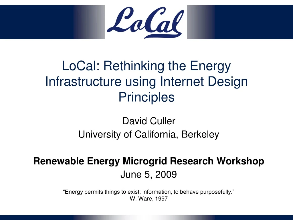 local rethinking the energy infrastructure using internet design principles