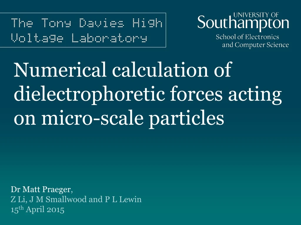 numerical calculation of dielectrophoretic forces acting on micro scale particles