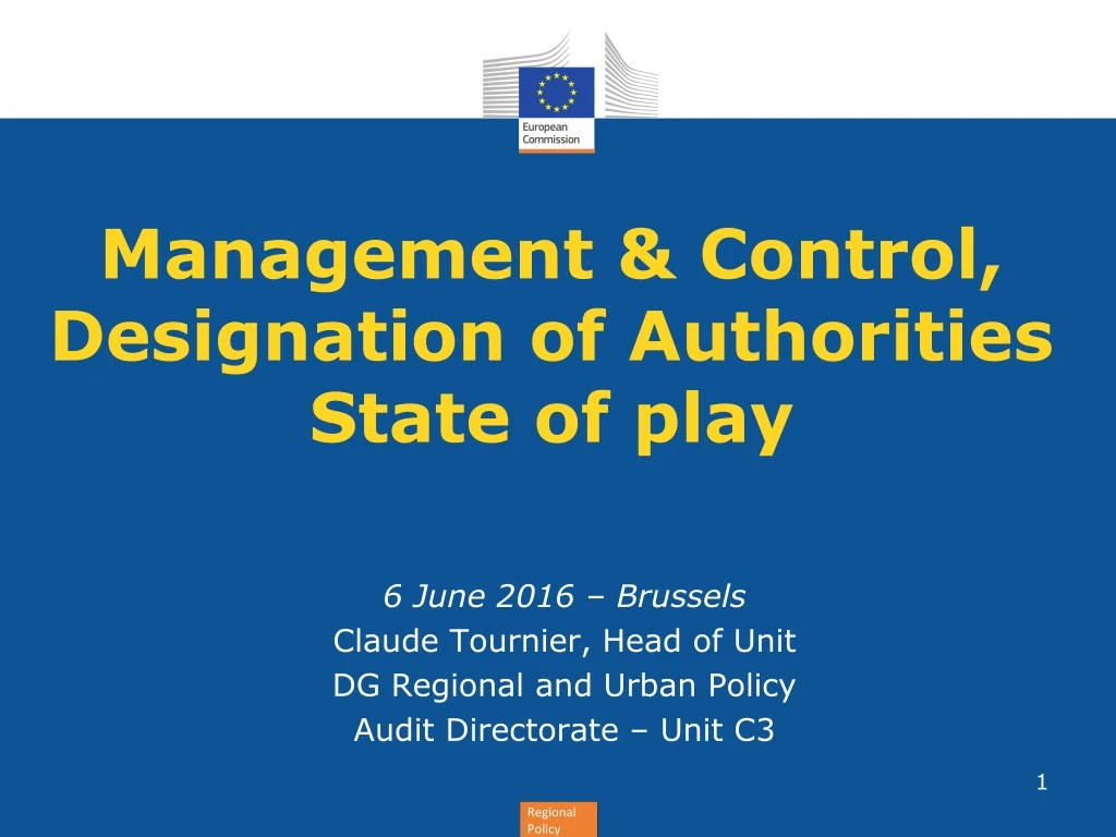 management control designation of authorities state of play