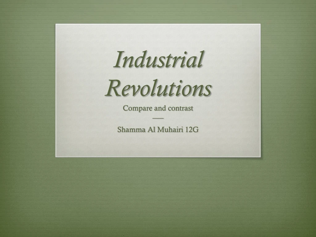 industrial revolutions