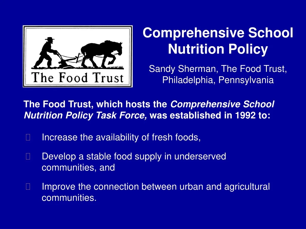 comprehensive school nutrition policy sandy