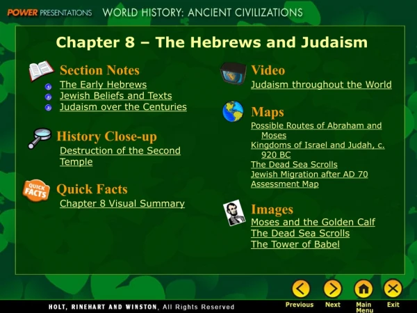 Chapter 8 – The Hebrews and Judaism