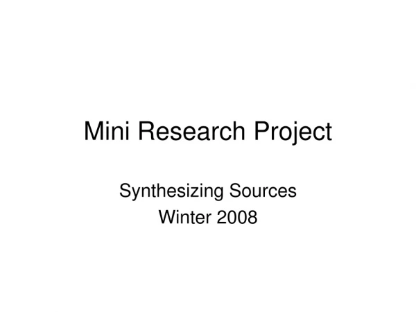 Mini Research Project