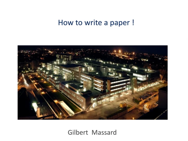 How to write a paper !