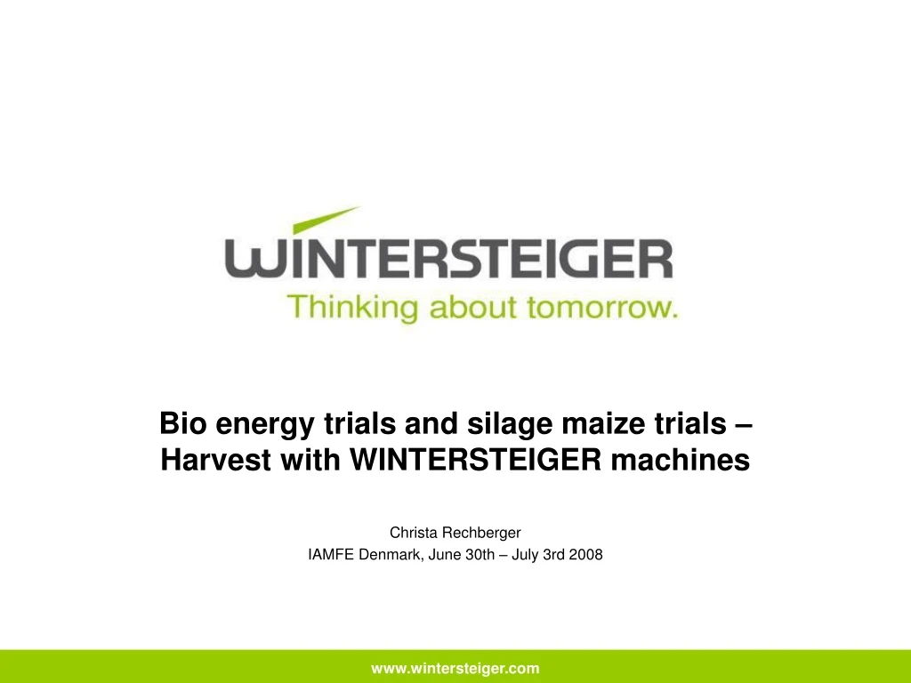 bio energy trials and silage maize trials harvest with wintersteiger machines