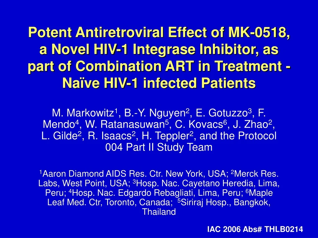 potent antiretroviral effect of mk 0518 a novel