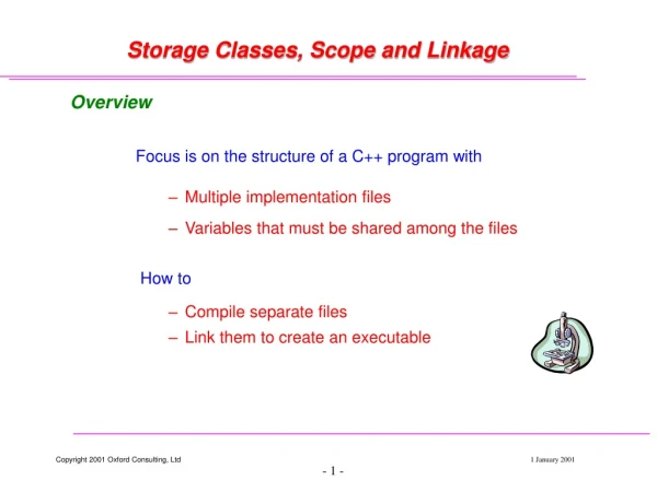 Storage Classes, Scope and Linkage