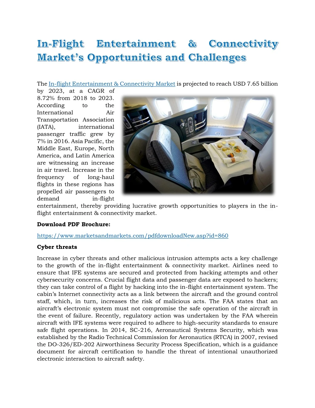 the in flight entertainment connectivity market