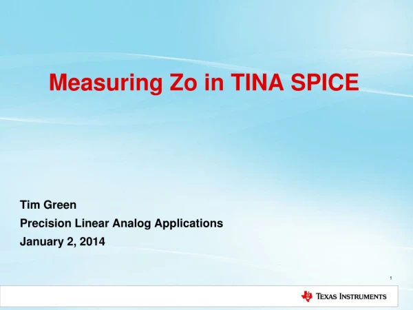 Measuring Zo in TINA SPICE