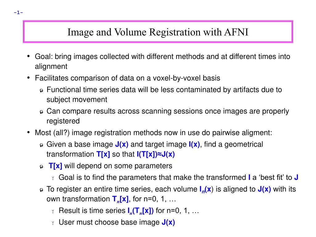 image and volume registration with afni
