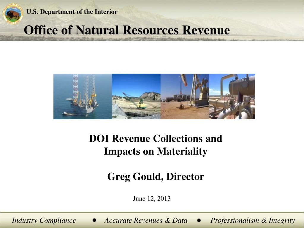 doi revenue collections and impacts on materiality greg gould director