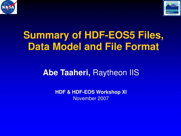 Summary of HDF-EOS5 Files, Data Model and File Format