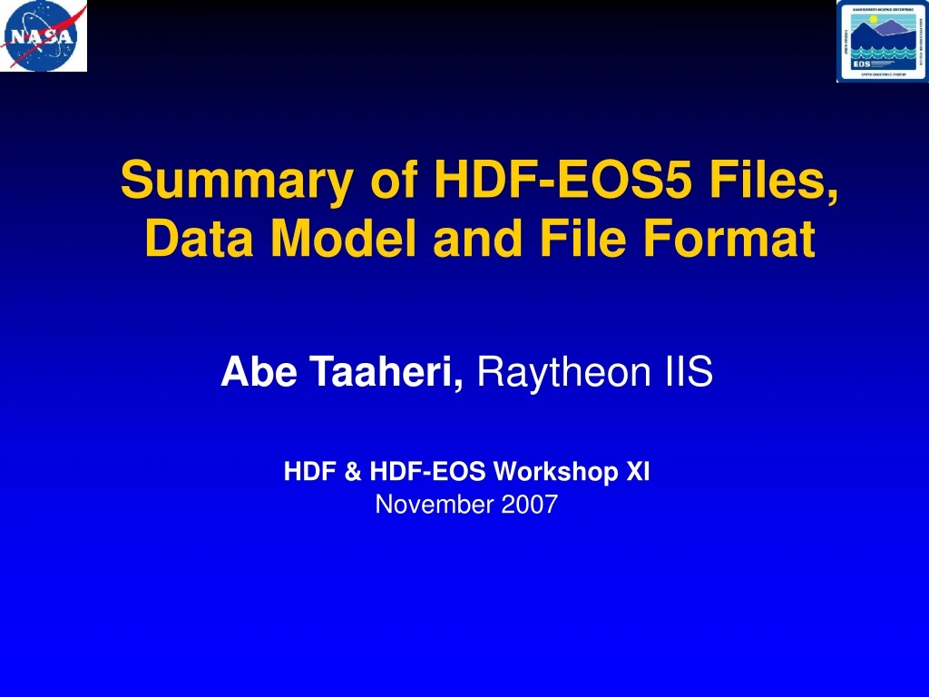 summary of hdf eos5 files data model and file format