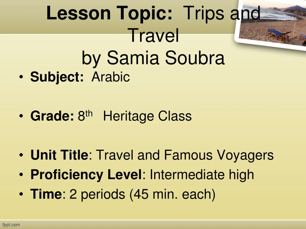 lesson topic trips and travel by samia soubra