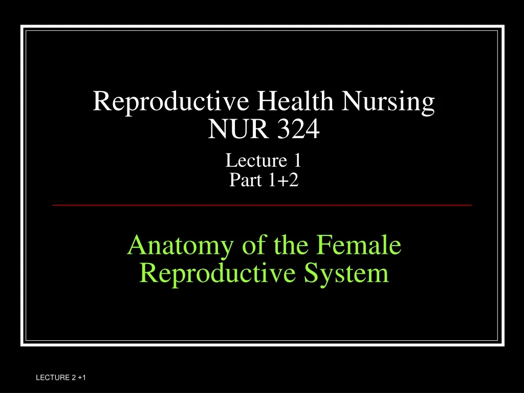 reproductive health nursing nur 324 lecture 1 part 1 2 anatomy of the female reproductive system