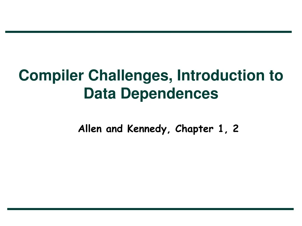 compiler challenges introduction to data