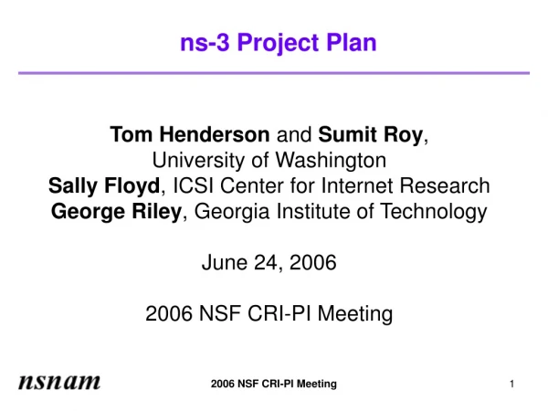ns-3 Project Plan