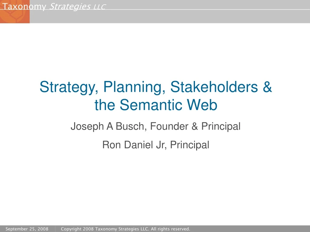 strategy planning stakeholders the semantic web