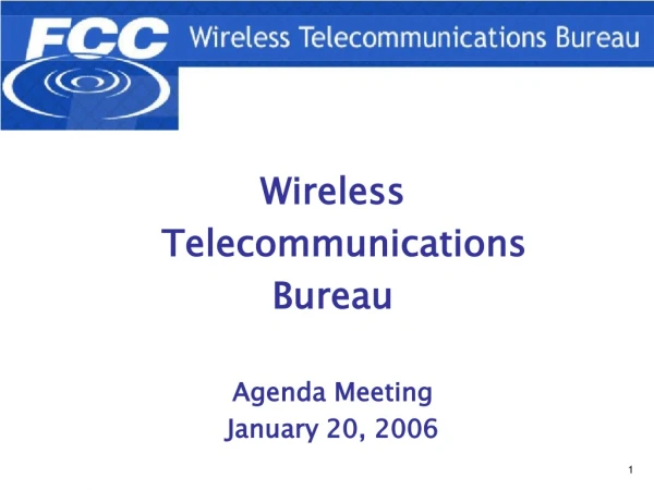 Wireless   Telecommunications  Bureau Agenda Meeting January 20, 2006