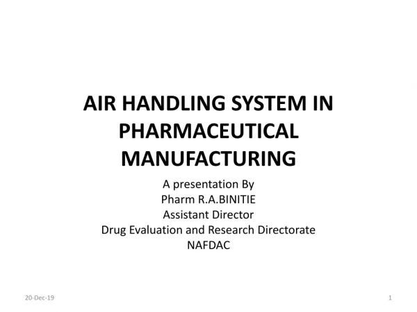 AIR HANDLING SYSTEM IN PHARMACEUTICAL MANUFACTURING