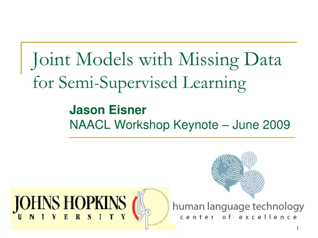 joint models with missing data for semi supervised learning
