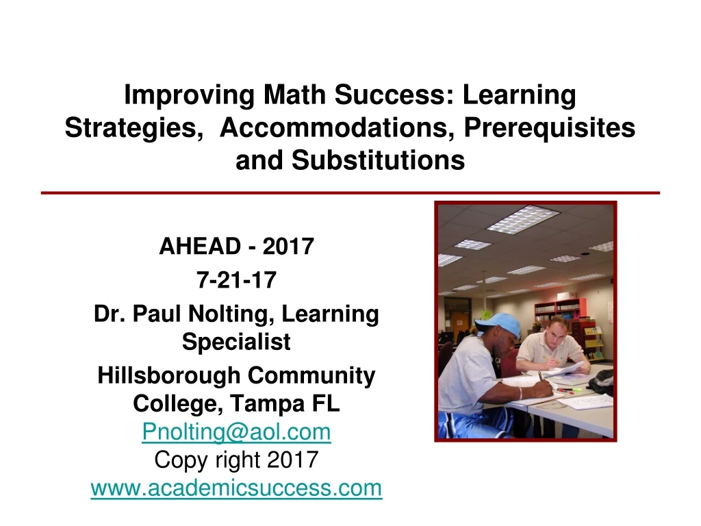 improving math success learning strategies accommodations prerequisites and substitutions