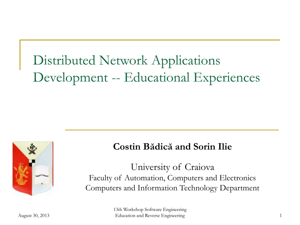 distributed network applications development educational experiences
