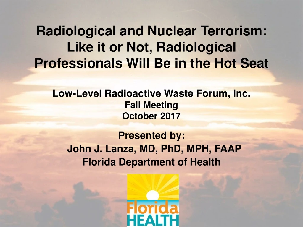 presented by john j lanza md phd mph faap florida department of health