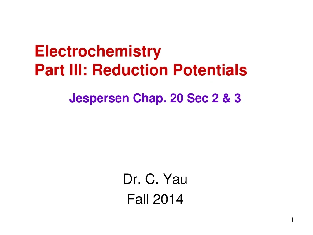 electrochemistry part iii reduction potentials