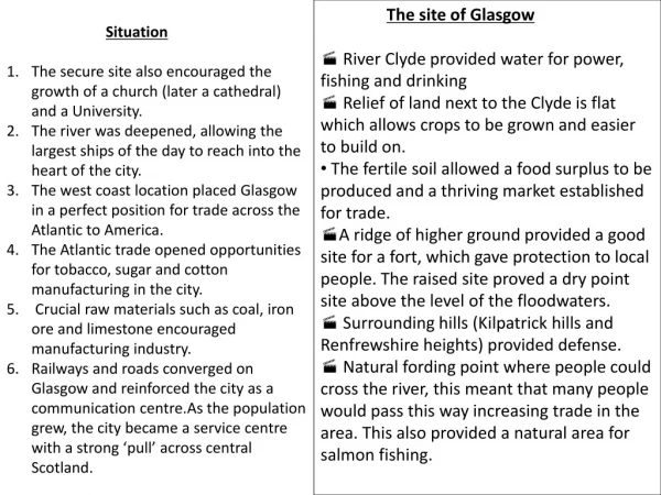 The site of Glasgow   River Clyde provided water for power, fishing and drinking