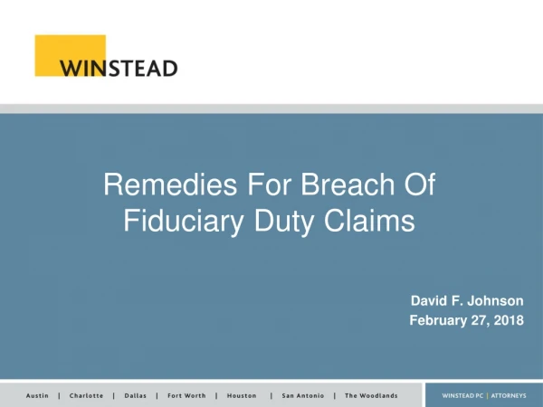Remedies For Breach Of Fiduciary Duty Claims