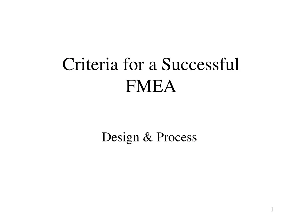 criteria for a successful fmea