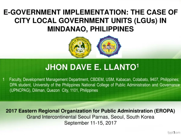 2017 Eastern Regional Organization for Public Administration (EROPA)