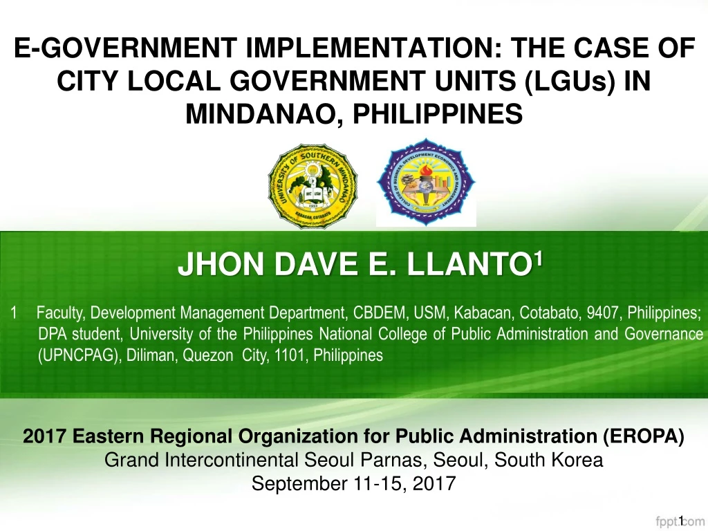 e government implementation the case of city local government units lgus in mindanao philippines