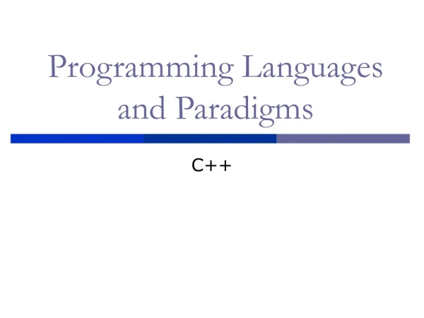 Programming Languages and Paradigms