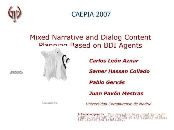 Mixed Narrative and Dialog Content Planning Based on BDI Agents
