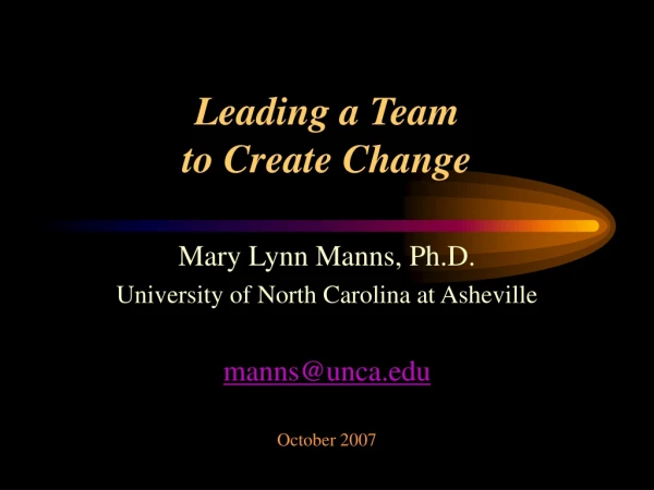 Leading a Team to Create Change