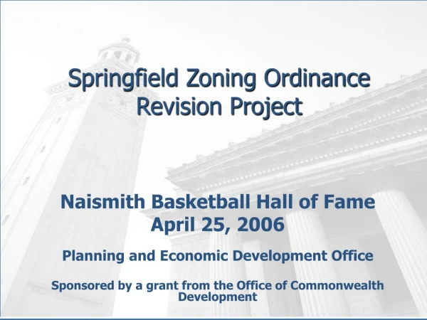 Springfield Zoning Ordinance Revision Project