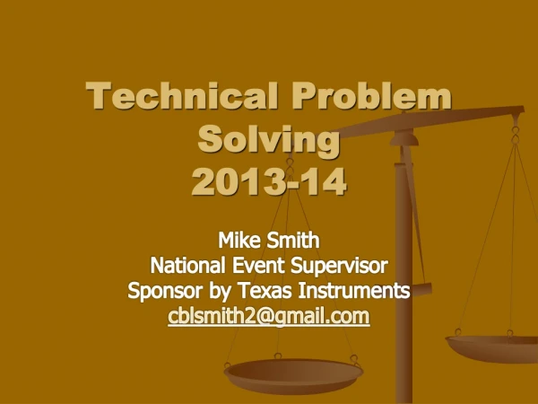 Technical Problem Solving 2013-14