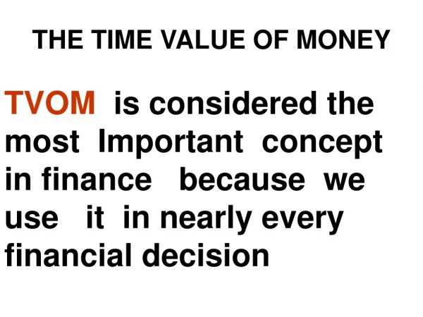 THE TIME VALUE OF MONEY