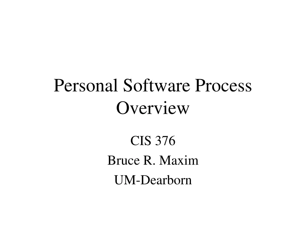 personal software process overview