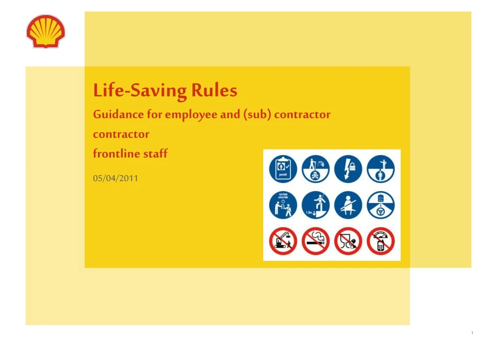 life saving rules guidance for employee and sub contractor frontline staff