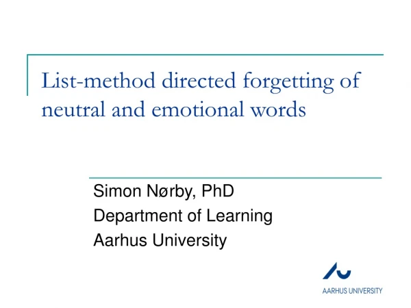List-method directed forgetting of neutral and emotional words