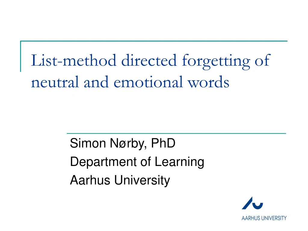 list method directed forgetting of neutral and emotional words