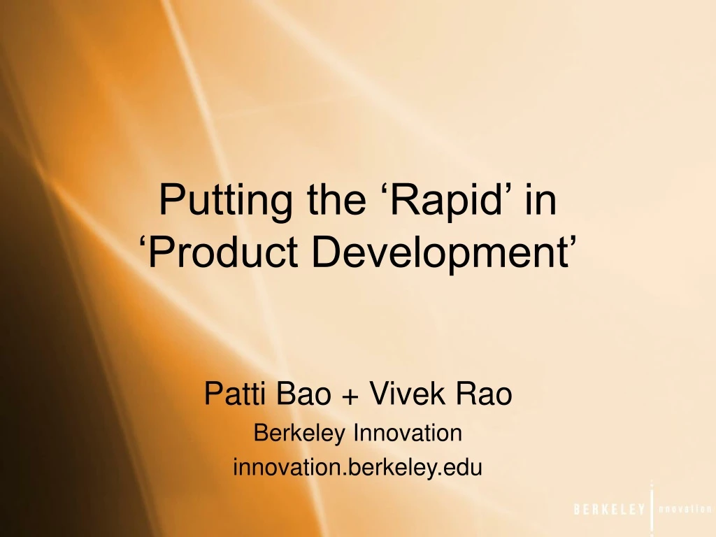 putting the rapid in product development